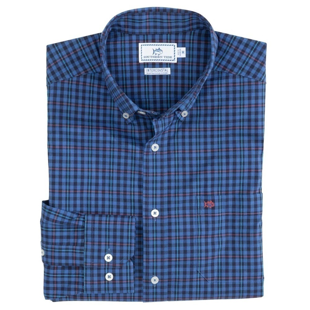 New Southern Tide Sz LG Coastal Passage Boulder Sport Shirt by Southern Tide